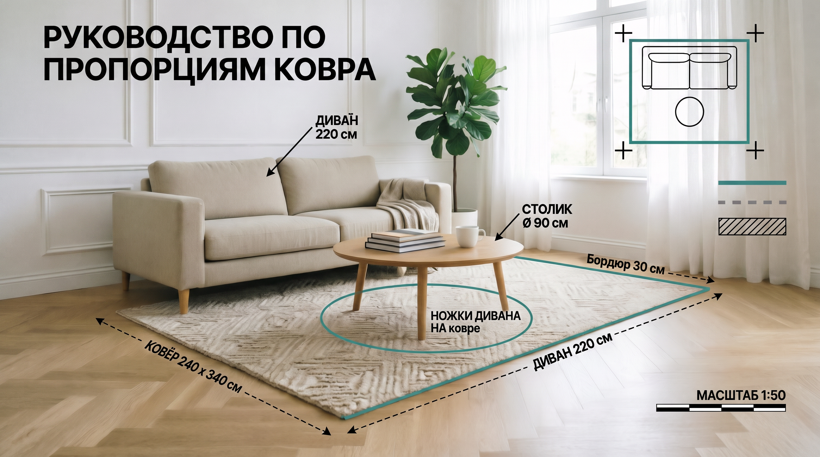 Как рассчитать размер ковра
